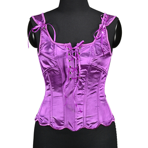 Corset en satin délicat à lacets, avec bretelles réglables à nœud, décolleté carré, bustier sculptant et amincissant pour la taille - Product Image 5