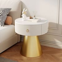 Table d'appoint moderne en marbre, style crème, meuble d'appoint multifonctionnel pour canapé, armoire de chevet avec tiroirs, écologique