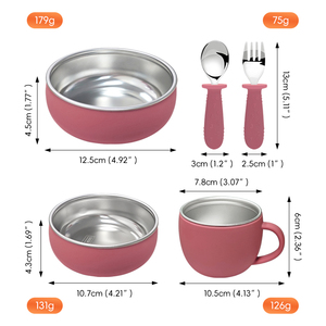 Eco Friendly Durable Stainless Steel Baby Bowl Set with Silicone Base Serving Meals <b>Snacks</b> Toddler Dining - Product Image 5
