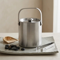 Seau à glace moderne en acier inoxydable à double paroi isolé sous vide Wuyi Camol, écologique, 1,3 L, avec couvercle, personnalisable, argenté, outil de bar à vin