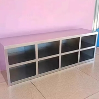 Casier à chaussures double face en acier inoxydable à 6, 12 ou 16 compartiments avec serrure à clé et tabouret de changeur sur pied