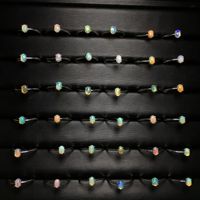 Bague en opale naturelle à petites particules colorées, incrustation de cuivre, design géométrique pour femme, transfrontalier
