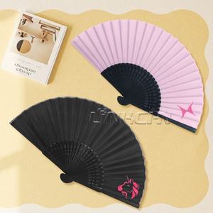 Best Seller Custom Printed Fabric Bamboo Folding Paper <b>Fan</b> <b>Portable</b> <b>Hand</b> <b>Fan</b> for Promotions Painted Feature - Product Image 2