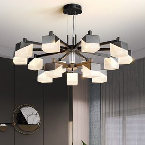 Lampe suspendue nordique simple, nouveau design, LED, luxe, <span class=keywords><strong>cuisine</strong></span>, chambre, abat-jour carré en acrylique, luminaire suspendu - Product Image 1