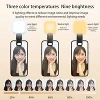 LED Şarj Edilebilir Selfie Telefon Işık Klipsi Kamera Dolgu Lambası Üç Renk Sıcaklığı USB 5-20V DC Tiktok Video iPhone Işığı