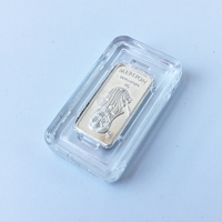 Boîte de rangement personnalisée 70mm 30mm, présentoir de protection carré en acrylique transparent en or argenté, supports pour capsules de pièces de monnaie