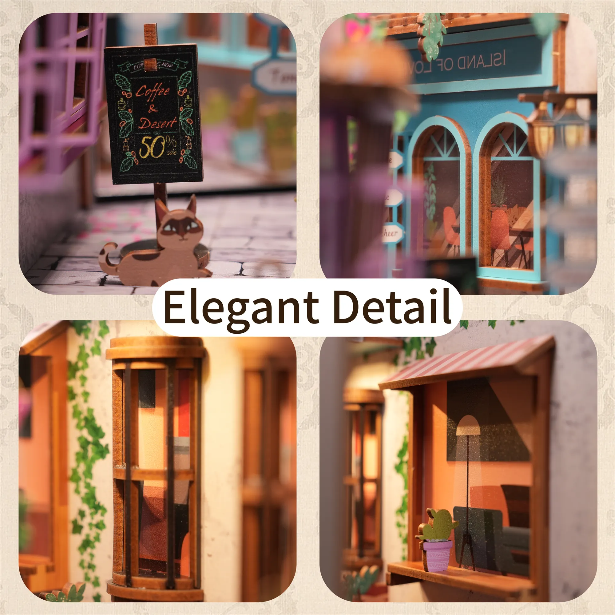 Tonecheer kit miniatur nook buku cinta Pulau DIY 3D puzzle kayu buku takik