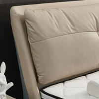 Lit moderne pleine grandeur, doux et confortable, rembourré en duvet, avec revêtement en cuir durable, design écologique