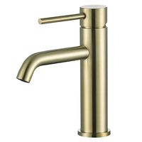 Robinet de lavabo moderne minimaliste à poignée unique en acier inoxydable, à poser sur le comptoir, avec eau chaude et froide, pour salle de bain
