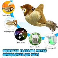 Jouet pour chat électrique, jouet en peluche réaliste pour animaux de compagnie, jouet interactif pour chat, rechargeable, oiseau qui bat des ailes, moineau