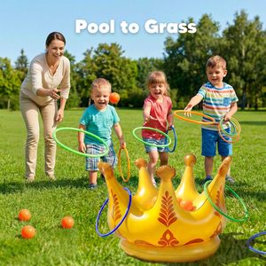 <b>Inflatable</b> Crown Ring Toss & Ball Toss Pool <b>Game</b> Set - Product Image 5