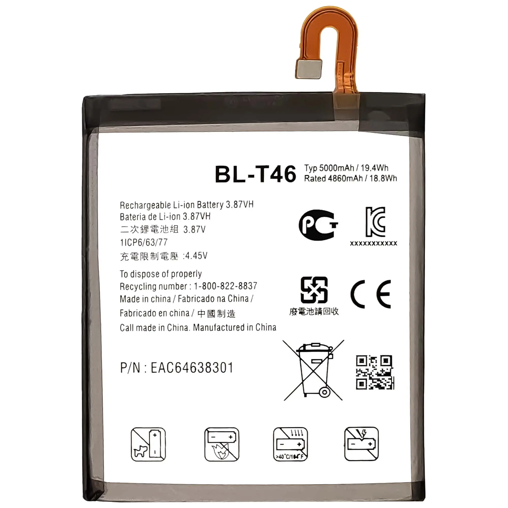 BL-T46 100% Original Li-ion Polyer Rechargeable battery for LG cell phoneG V60 ThinQ 5G LM-V600 battery