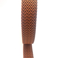 Sangle en jacquard en nylon polyester noir et orange de haute qualité de 38 mm en forme de W pour sacs, ceintures, colliers pour animaux de compagnie, accessoires de couture DIY