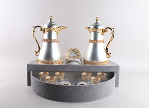 Tazas de vidrio de estilo árabe Dallah de alta calidad y platillos de cerámica, termo de lujo para café, té, juego de termos - Product Image 3