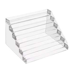 Organisateur de maquillage transparent, présentoir cosmétique multi-niveaux, support à rouges à lèvres, rangement pour vernis à ongles, étagère de comptoir de coiffeuse - Product Image 1