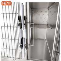 Cage pour chat HEYI à 2 niveaux en acier inoxydable 304, double zone, pour transport en clinique vétérinaire, avec roulettes silencieuses à verrouillage automatique FZ-04