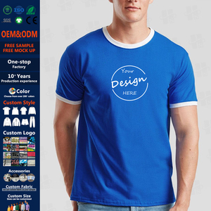 เสื้อยืดคอกลมแบบริงเกอร์สองสี ตัดเย็บตามสั่ง ขายส่ง ผ้าฝ้ายริงสปัน 100% ทรงปกติ สำหรับผู้ชายและผู้หญิง - Product Image 1