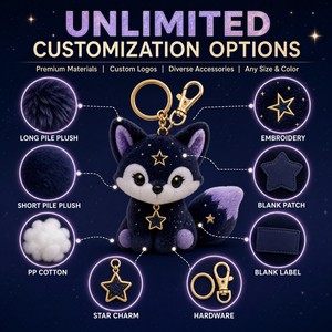 Porte-clés Mascotte Peluche <span class=keywords><strong>Renard</strong></span> Scintillant Personnalisé Noël/Vie Nocturne, Vente en Gros, Cadeau du Nouvel An, Logo Personnalisé, Jouet Doux, OEM ODM - Product Image 4