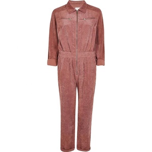 Nouveaux modèles de combinaison à manches longues en velours côtelé rose pour femmes <span class=keywords><strong>salopette</strong></span> élastique <span class=keywords><strong>taille</strong></span> haute - Product Image 5