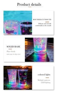 Gobelets lumineux pour enfants, gobelet lumineux avec LED qui brille dans le noir, 16 oz, réutilisables, écologiques, pour bouteille d'eau - Product Image 4