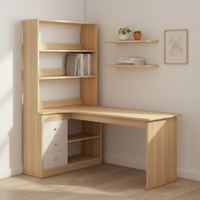 Bureau d'ordinateur commercial moderne et durable en bois écologique Landeast avec table d'écriture d'angle et étagère