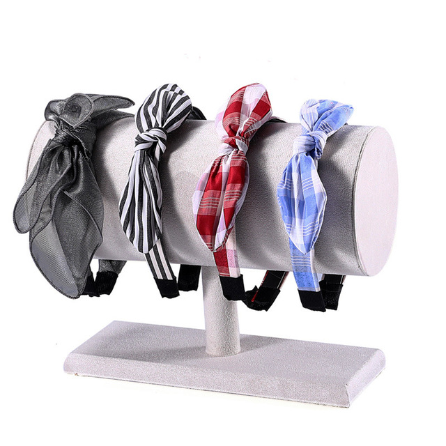 Factory Wholesale Pink Gray Color Headband Display Velvet Crown Tiara Holder 11cm Diameter Tube Jewelry Holder