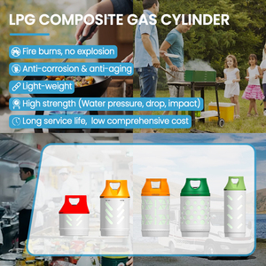 Zhangshan Nachfüllbarer Recycelbarer Korrosionsbeständiger 20KG 47,8L Umwickelter Glasfaser-Verbundstoff <span class=keywords><strong>LPG</strong></span>-Gaszylinder zum Kochen - Product Image 2