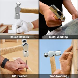 Piccolo Martello Multifunzione con Testa Rotonda e Manico in Legno, Lunghezza 16cm per Uso Domestico Fai-da-Te - Disponibile OEM - Product Image 5