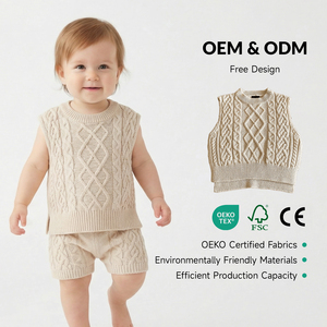 Ropa <span class=keywords><strong>de</strong></span> Punto <span class=keywords><strong>para</strong></span> Bebés Recién Nacidos <span class=keywords><strong>de</strong></span> 0 a 2 Años, Cuello Redondo, Moda <span class=keywords><strong>de</strong></span> Verano, <span class=keywords><strong>Chaleco</strong></span> <span class=keywords><strong>de</strong></span> Punto sin Mangas, Logotipo Personalizado - Product Image 1