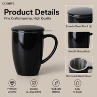Vente en gros de tasses en céramique noire personnalisées ensemble de tasses à café de voyage avec tasse à thé en porcelaine passoire et couvercle infuseur cadeau