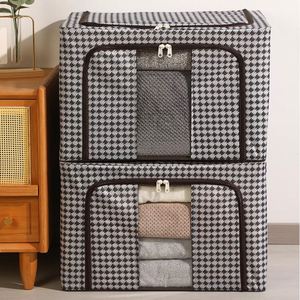 Houndstooth Wardrobe <b>Clothes</b> Organizer Bins Visual Windows Large Capacity Quilts Foldable Storage <b>Box</b> - Product Image 2