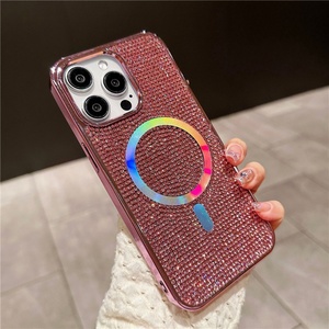เคสไอโฟน 11 12 13 14 15 Pro Max แบบหรูหรา ประดับกลิตเตอร์เพชร เคลือบเงา รองรับการชาร์จไร้สาย ดีไซน์ไล่เฉดสี พร้อมวงแหวนแม่เหล็ก - Product Image 6