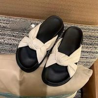 Sandales à plateforme pour femmes, tissu en microfibre, bout ouvert noué, chaussures décontractées d'été confortables pour femmes, semelle intermédiaire en EVA, tailles 31-44