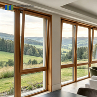 Fenêtre moderne en bois et aluminium à ouverture extérieure, double vitrage en verre trempé, design esthétique, directement de l'usine pour villa