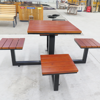 Table de pique-nique extérieure moderne et imperméable à prix d'usine avec bancs en acier galvanisé et bois composite WPC, durable, taille personnalisable