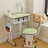 Ensemble bureau et chaise réglables pour étudiants, structure métallique ergonomique avec rangement et crochet pour sac, idéal pour l'école, les études à domicile et les centres de formation