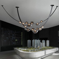 Lustre LED moderne VH pour hôtel, avec ampoules en verre et éléments en cuir, taille personnalisée pour salle à manger, salon, escalier, villa