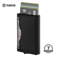Dompet Pop Up Anti RFID Kulit Aluminium Tipis Tempat Kartu Bisnis Logo Kustom TILONSTAR TVC109