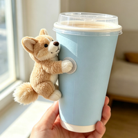 Boneka Hewan Mini Kustom Kedi, Mainan Boneka Plushie untuk Aksesori Dekorasi Cangkir Kopi