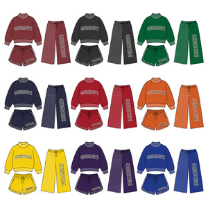 Set Tuta Yoga Personalizzata <span class=keywords><strong>per</strong></span> Ragazze con Pantaloncini o <span class=keywords><strong>Pantaloni</strong></span> a Gamba Larga, Opzioni di Taglia, Stile e Fantasia, MOQ 20 Pezzi, CPC CPSIA 0-15 Anni - Product Image 3