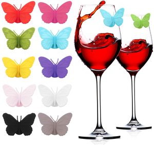 OKSILICONE bonito diseño de mariposa marcador de vino de silicona para decoración etiquetas de encanto de vino personalizadas con ventosa para fiesta de Bar - Product Image 4