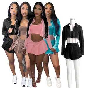 2024 trendy boutique S-2XL high quality digital print fashion 3 piece skirt set for women