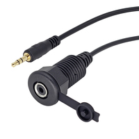 Puerto AUX impermeable Cable de extensión de audio macho a hembra de montaje empotrado fijo de rosca estéreo de 3,5mm con cubierta