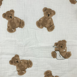 Wholesale 100% Cotton Muslin Fabric for Baby Custom Printed <strong>White</strong> Double <strong>Gauze</strong> with Bamboo and Cotton for Boys - Product Image 2
