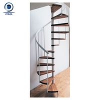 Kit d'escalier en colimaçon de vente chaude Design rond en acier avec marches en bois pour villa/loft/grenier