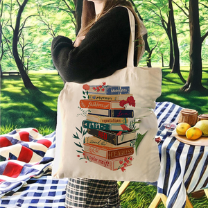 Bolsa de Mano de Lona Personalizada Vintage para Mujer, con Cierre, Reutilizable, con Diseño Floral, para Viajes y Compras, con Logotipo Impreso Personalizado - Product Image 3