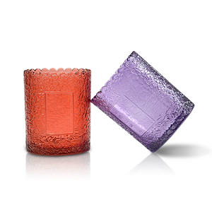 Customizable Clear Glass Embossed <b>Candle</b> Jars 8oz Empty Scented <b>Candle</b> Jar 7590 Round Embossed Table Top <b>Candle</b> Ja - Product Image 4