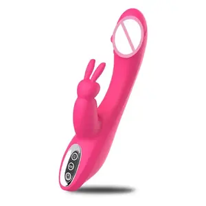 USB充電式女性のセックスおもちゃ回転現実的なディルド波ウサギリリーバイブレーターXxx女性のウサギの形セックスバイブレーター - Product Image 3