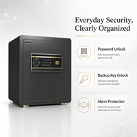 Caja de Seguridad Comercial de Acero Aleado con 4 Pernos, Llave Digital con Huella Dactilar y Triple Acceso para Oficina y Banco