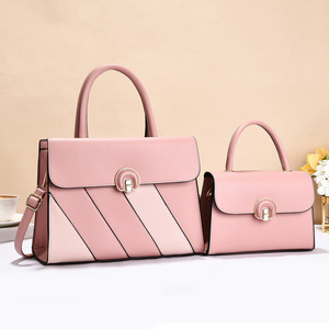 Ru Shi Two Piece Mother Daughter <b>Bag</b> Set Tan Color Block Striped Handbag Everyday Casual <b>Shoulder</b> Crossbody Winter 2025 Big Size - Product Image 4